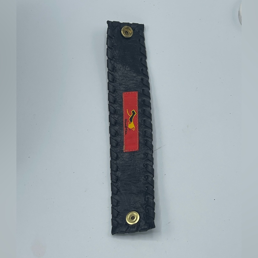Kurtmen Black leather and Charcoal Studded Cuff - Picture 2 of 2